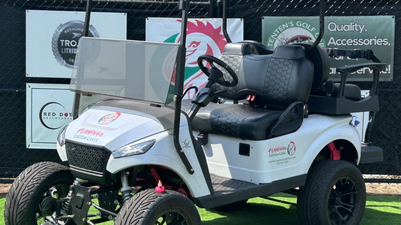 Customized golf cart with off-road tires available for sale in atlanta